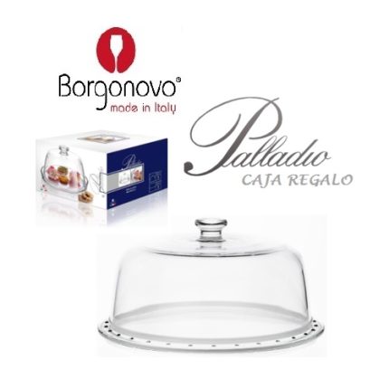 plato torta y cúpula vidrio. "borgonovo"
