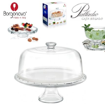 plato torta c/base, cúpula palladio 4 en 1 «borgonovo»