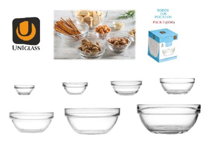 pocillo apilable vidrio pack 06 "uniglass"