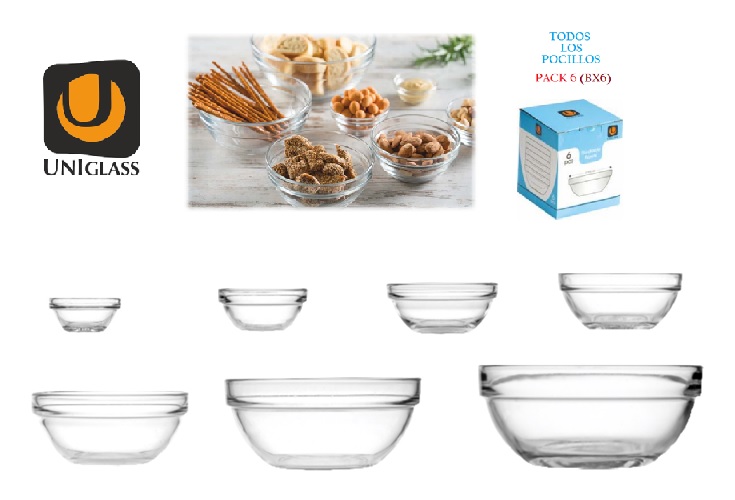 pocillo apilable vidrio pack 06 "uniglass" pocillo apilable vidrio pack 06 "uniglass"