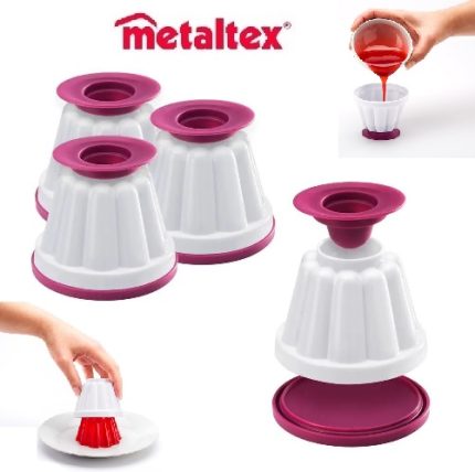 set 4 moldes individuales para flan "metaltex"