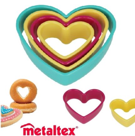 juego 4 cortadores plástico de galleta corazón "metaltex"