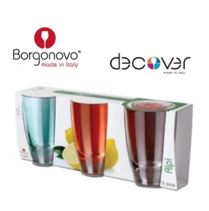 set 3 vasos vidrio 355 cc c/u "borgonovo"