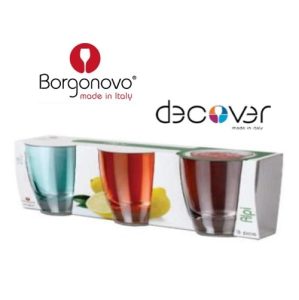 set 3 vasos vidrio 290 cc c/u "borgonovo"