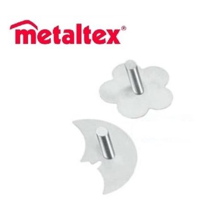 set 2 perchas adhesivas flor/luna "metaltex"