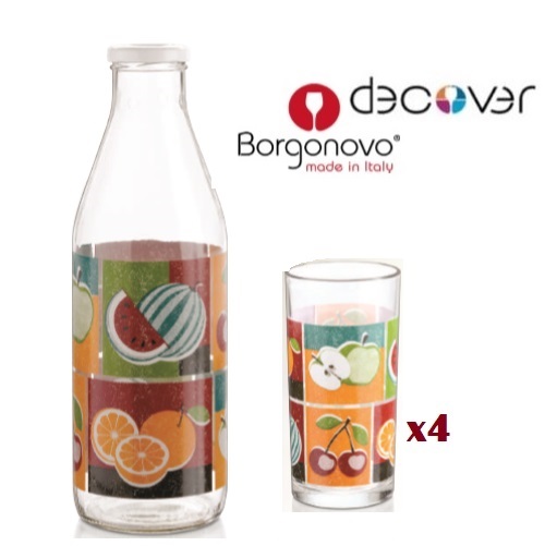 set 5 piezas botella tapa hermética, 4 vasos decover "borgonovo" set 5 piezas botella tapa hermética, 4 vasos decover "borgonovo"