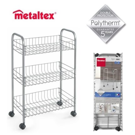 carro multiuso 3 niveles plata metalizada polytherm "metaltex"