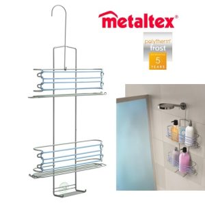 porta accesorios ducha 2 niveles polytherm "metaltex"