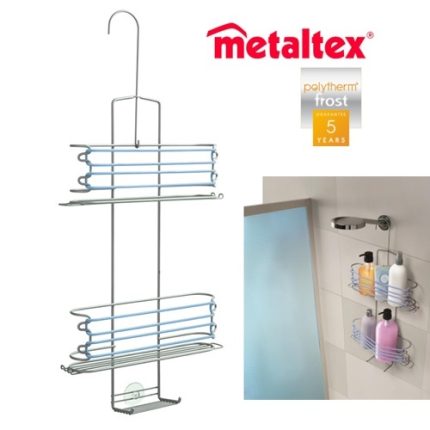 porta accesorios ducha 2 niveles polytherm "metaltex"