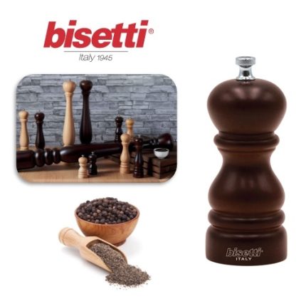 molinillo pimienta madera natural caoba 13 cm. linea roma ""bisetti"