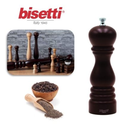 molinillo pimienta madera natural caoba 19 cm. linea roma ""bisetti"
