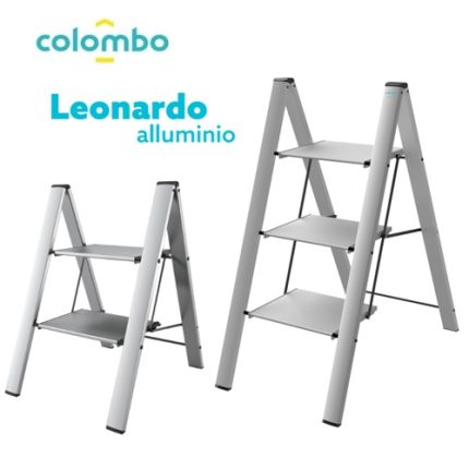 escalera aluminio 2 y 3 peldaños leonardo "colombo"