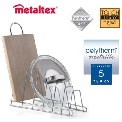 soporte 6 tapas accesorios cocina polytherm plata "metaltex"
