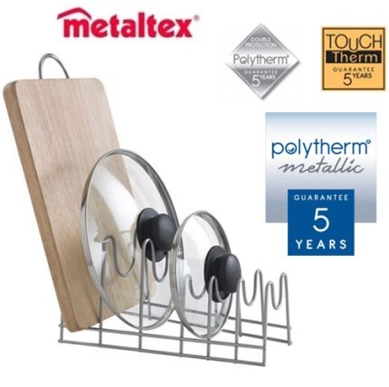 soporte para tapas con apoya pomo polytherm metallic "metaltex"